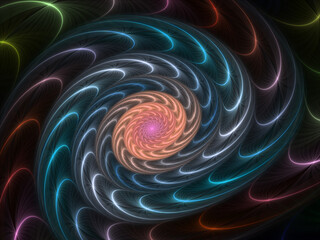 Wall Mural - abstract fractal spiral background, computer-generated illustration.