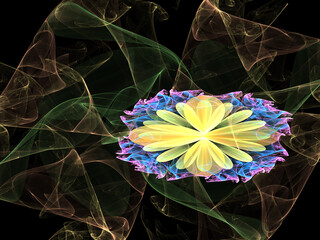Wall Mural - abstract fractal flower, computer-generated illustration.