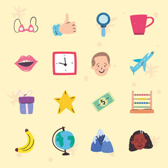 Poster - cute miscellaneous icon bundle vector design