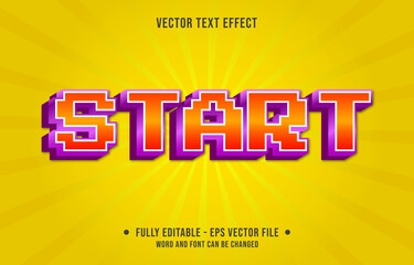 Wall Mural - Editable text effect - start orange gradient color 8bit  retro game style