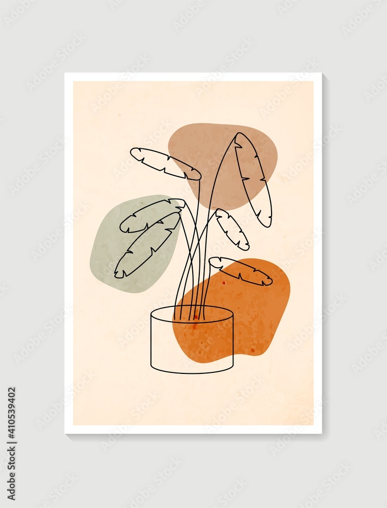 Contemporary art posters in pastel colors. Botanical wall art vector ...