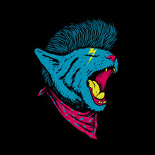 Animal Cat Rock Style Roar Graphic Illustration Vector Art T-shirt Design