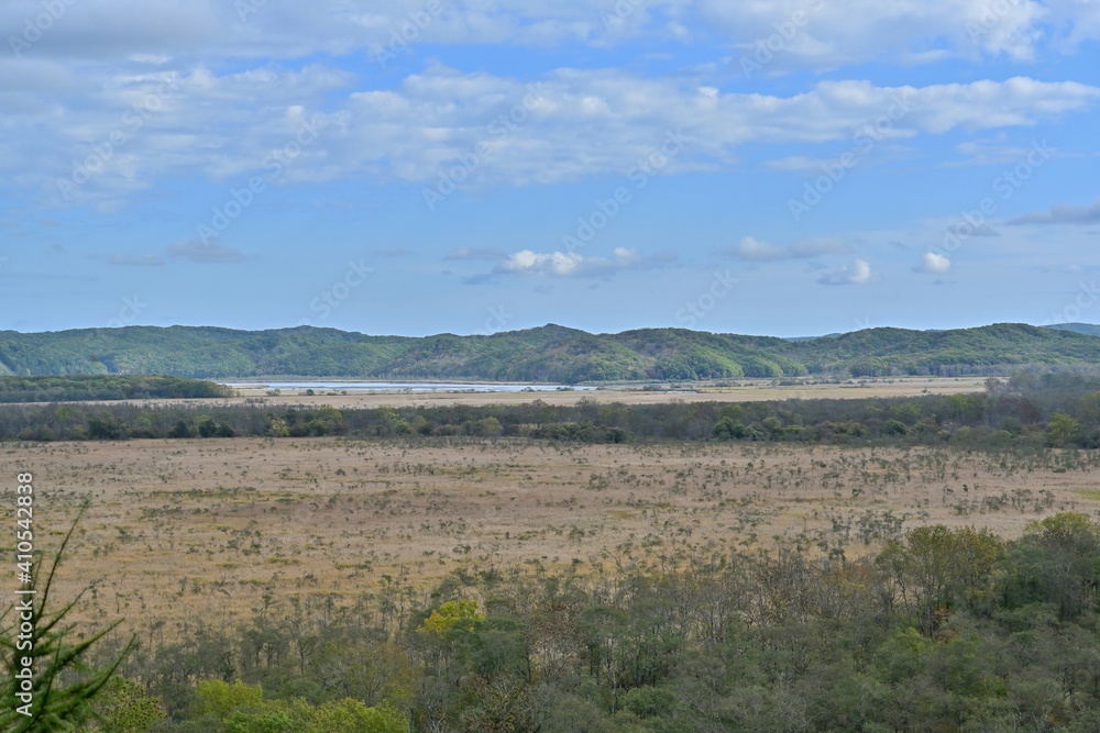 コッタロ湿原展望台から見るシラルトロ湖の情景 北海道 Do Sypialni Naklejki