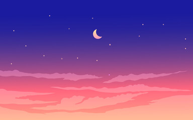 beautiful night sky with moon