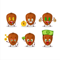 Sticker - Sapodilla cartoon character with cute emoticon bring money