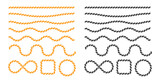 Fototapeta  - Swaying black nautical rope border vector For round text frames.