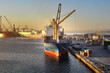 Dry cargo ship loading in Suez port/Egypt