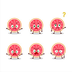 Sticker - Cartoon character of slice of grapefruit with what expression