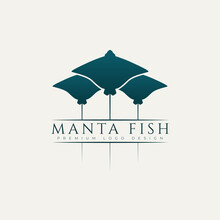 Manta Fish Minimalist Logo Template Vector Illustration Design. Simple Modern Stingray Logo Concep