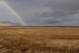 Fototapeta Tęcza - Malhuer Wildlife Refuge, Oregon, open field with rainbow
