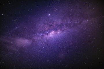 Panorama view universe space shot of milky way galaxy with stars on a night sky background. The Milky Way is the galaxy that contains our Solar System.