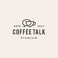 Canvas Print - coffee talk chat bubble hipster vintage logo vector icon illustration