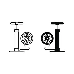 bicycle pump line icon on white background color editable