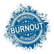 Blue Stamp With Word Burnout Inside, Vector Illustration