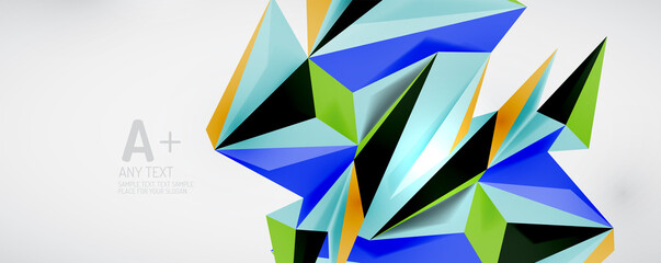 Vector triangle geometric backgrounds. Low poly 3d shape on light backdrop. Vector illustration for covers, banners, flyers and posters and other designs