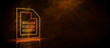 © RocknRoller Studios - Orange and yellow neon light document icon. Vibrant colored technology symbol, isolated on a black background. 3D Render