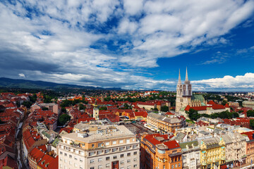 Fototapete - bird's-eye view of Zagreb, Croatia.