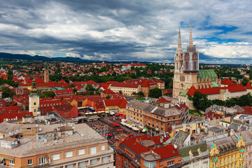 Wall Mural - bird's-eye view of Zagreb, Croatia.