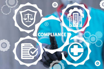 Medical concept of Compliance, Regulation, Standard, Law, Control, Quality.