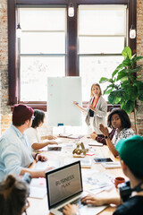 Poster - Diverse people in a meeting presentation