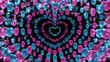 Romantic 3d Card With Tunnel Of Pink And Blue Hearts