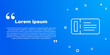 © Kostiantyn - White line Cruise ticket for traveling by ship icon isolated on blue background. Travel by Cruise liner. Cruises to Paradise. Vector.