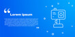 © Kostiantyn - White line Action extreme camera icon isolated on blue background. Video camera equipment for filming extreme sports. Vector.
