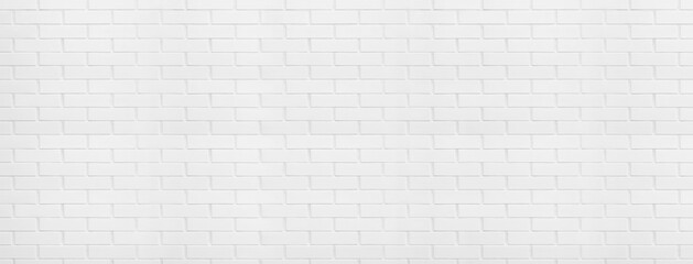 Vintage white wash brick wall texture for design. Panoramic background