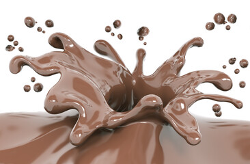 Splash of chocolate, abstract background, isolated 3d rendering