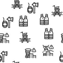 Poster - Rescuer Equipment Seamless Pattern Vector Thin Line. Illustrations