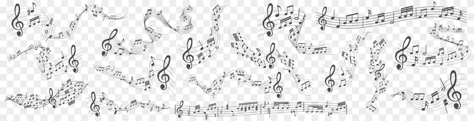 vector sheet music - musical notes melody on transparent background