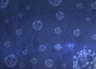 Wall Mural - covid constellations stars on the night sky in space. covid virus texture on blue bacground. element