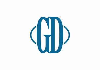 blue gd initial letter logo