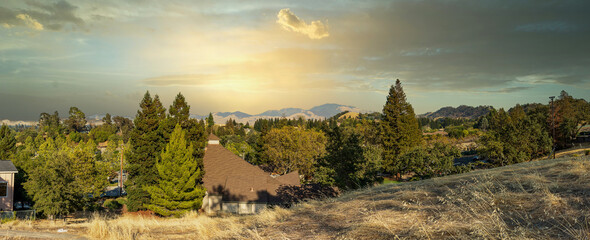 Wall Mural - View from the height of Walnut Creek, California. Scenic view of the mountains against the sky.