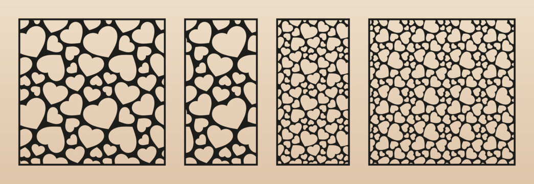 laser cut pattern with hearts. vector template with small heart shapes. valentine's day design. deco