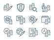 Vaccine and Vaccination related vector line icons. Vaccine dose and Anti virus injection outline icon set.