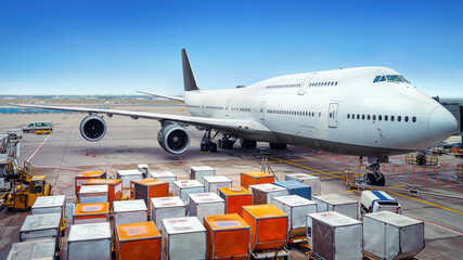 Wall Mural - modern airliner gets service at the airport