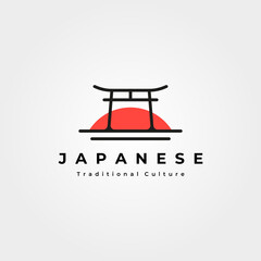 Poster - torii gate logo japanese culture vector symbol minimal illustration design