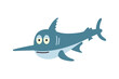 Cartoon happy fish sword. Vector illustration isolated on white background