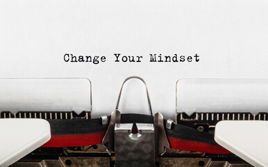 Wall Mural - Text Change Your Mindset typed on retro typewriter