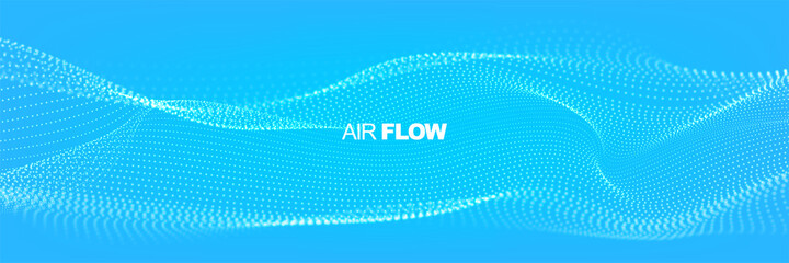 Wall Mural - flowing particles with depth of field. air flow. particle waves showing a stream of clean fresh air.