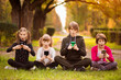 © Svetlana - Group of curious kids using mobile phone device together. Telephone addiction. Nomophobia