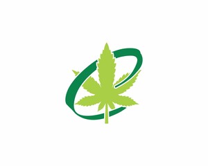 Wall Mural - Letter C with Cannabis leaf logo vector 001