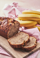 Poster - Sliced banana bread with a walnuts nuts