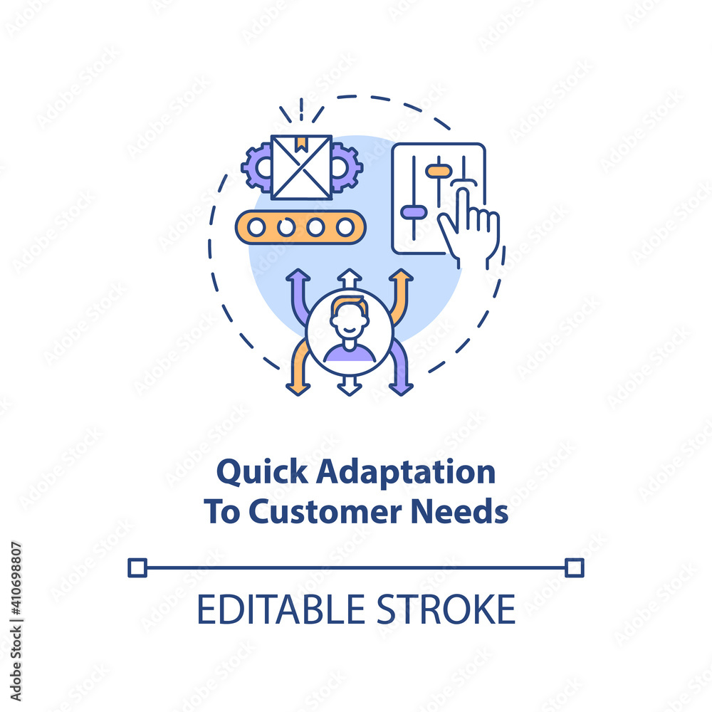 Quick adaptation to customer needs concept icon. Industry 4.0 goal idea ...