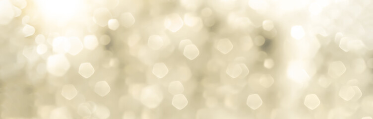 Wall Mural - Festive abstract Christmas bokeh background - bokeh lights beige - New Year, Anniversary, Wedding, banner, panorama	