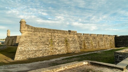 Wall Mural - San Agustin, Florida, United States. March 1, 2020: Fortress of San Marcos and blue sky. San Marcos castle