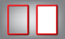 Realistic Red Frames With Rounded Corners And Shadows Are Blank Mockup. Vector Modern Design Of Template Photo Frame A4 Size Is Perfect For Presentations, Photos And Pictures
