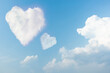 Beautiful couple heart on the sky with cloudy. Blue sky with two hearts shape clouds natural background.