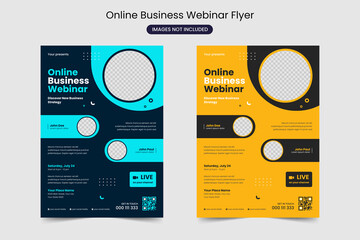 Wall Mural - online virtual live stream event conference business webinar flyer layout template
